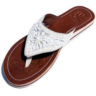 SEESTERN Damen Leder Zehentrenner Zehensandale Zehensteg Sandalen in Größe 36-44 /2228 Weiß EUR 43