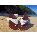 SEESTERN Damen Leder Zehentrenner Zehensandale Zehensteg Sandalen in Größe 36-44 /2228 Weiß EUR 44
