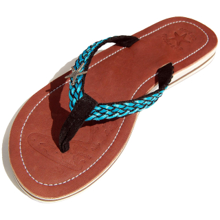 SEESTERN Damen Leder Zehentrenner Zehensandale Zehensteg Sandalen in Größe 36-44 /2226 Schwarz EUR 39