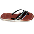 SEESTERN Damen Leder Zehentrenner Zehensandale Zehensteg Sandalen in Größe 36-44 /2221 Schwarz_Silber EUR 38