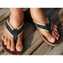 SEESTERN Herren Leder Zehentrenner Zehensandale Zehensteg Sandalen Gr.40-50 /1961 Schwarz EUR 41