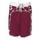 SEESTERN Damen Boardshorts Surfshorts Boardshort Surf Shorts Badehorts XS-4XL /2125 Bordeaux Hibiscus 3XL