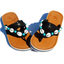 SEESTERN Mädchen Leder Zehentrenner Zehensandale Zehensteg Sandalen in Gr.24-35 /2302 Schwarz EUR 30
