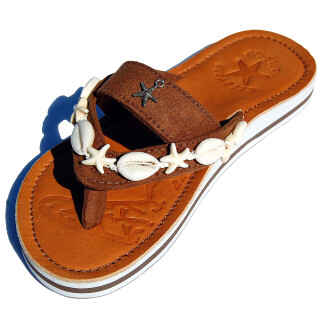 SEESTERN Mädchen Leder Zehentrenner Zehensandale Zehensteg Sandalen in Gr.24-35 /2303 Braun EUR 34