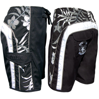 SEESTERN Herren Microstrech Boardshorts m.Gummizug hinten Surfshorts Boardshort Badehorts XS-3XL /2353 Schwarz 2XL