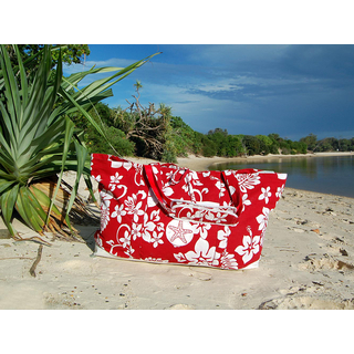 SEESTERN  große stabile Hibiscus Muster Strandtasche Beachbag Bade Trage Tasche /2300