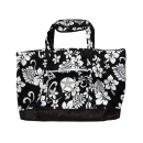 SEESTERN  große stabile Hibiscus Muster Strandtasche Beachbag Bade Trage Tasche /2300 Schwarz