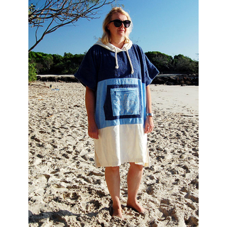 SEESTERN Surf Bade Poncho 100% Baumwolle Umkleide Frottee Strand Bademantel Umziehilfe UNISEX  für 160-180 cm Körpergröße