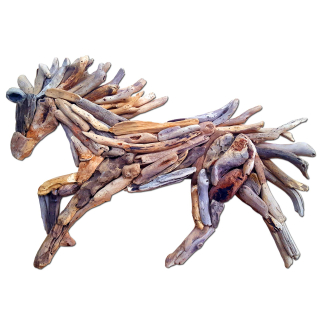 SEESTERN Treibholz Deko m. Pferd (78 cm) Motiv Wanddeko Driftwood Holzdeko /2340