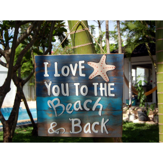 Dekoratives Wand/Tr Schild Love Beach Seestern Strand 30 x 30 cm /2388