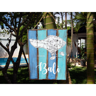 SEESTERN Holzbild Wand Holz Bild  Insel Bali  Landkarte Map 40 x 30cm /2365