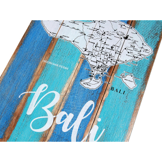 SEESTERN Holzbild Wand Holz Bild  Insel Bali  Landkarte Map 40 x 30cm /2365