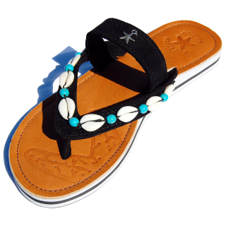 SEESTERN Damen Leder Zehentrenner Zehensandale Zehensteg Sandalen in Gr.36-44 /2322 Schwarz EUR 38