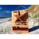 Seestern Deko Teak Holz Haustür Tür Schild Welcome mit Seestern Motiv 40 x 30cm /1617