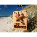 Seestern Deko Teak Holz Haustür Tür Schild Welcome mit Seestern Motiv 40 x 30cm /1617