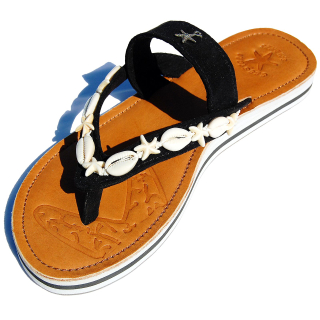 SEESTERN Damen Leder Zehentrenner Zehensandale Zehensteg Sandalen in Gr.36-44 /2323 Schwarz EUR 37