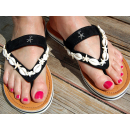 SEESTERN Damen Leder Zehentrenner Zehensandale Zehensteg Sandalen in Gr.36-44 /2323 Schwarz EUR 37
