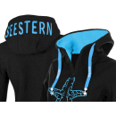 SEESTERN Damen Kapuzen Fleecejacke 2WegeZipper Fleecemantel Fleece Sweatj.XS-4XL /1726.bk_lb Schwarz XL