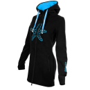 SEESTERN Damen Kapuzen Fleecejacke 2WegeZipper Fleecemantel Fleece Sweatj.XS-4XL /1726.bk_lb Schwarz 3XL