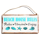 SEESTERN Holzbild Wand Holz Bild  Beach House Rules Strandhaus Schild 40 x 20cm /2371