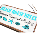 SEESTERN Holzbild Wand Holz Bild  Beach House Rules Strandhaus Schild 40 x 20cm /2371