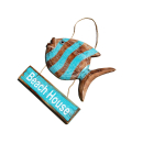 SEESTERN Holzbild Wand Holz Bild Beach House Fisch Homedeko 30 x 30cm /2372
