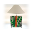 SEESTERN handbemalte Tischlampe Bambus Motiv Holz Lampe variab.60-70 cm hoch /1640