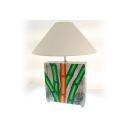 SEESTERN handbemalte Tischlampe Bambus Motiv Holz Lampe variab.60-70 cm hoch /1640