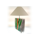SEESTERN handbemalte Tischlampe Bambus Motiv Holz Lampe variab.60-70 cm hoch /1640