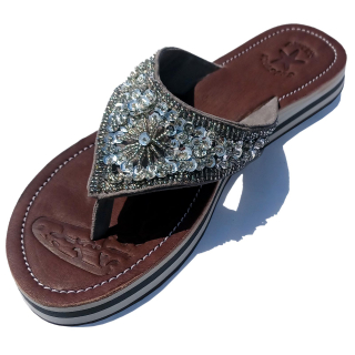 Seestern Sportswear Damen Leder Zehentrenner Zehensandale Zehensteg Sandalen in Größe 36-44 /2228 Silber EUR 41