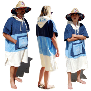 Seestern Sportswear Surf Bade Poncho 100% Baumwolle Umkleide Frottee Strand Bademantel Umziehilfe UNISEX  für 160-190 cm Körpergröße