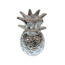SEESTERN Holz Deko Ananas handgeschnitzt silber lackiert 20,25,30cm oder 3er Set /1607