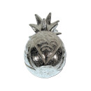SEESTERN Holz Deko Ananas handgeschnitzt silber lackiert 20,25,30cm oder 3er Set /1607