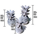SEESTERN Holz Deko Ananas handgeschnitzt silber lackiert 20,25,30cm oder 3er Set /1607