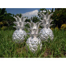 SEESTERN Holz Deko Ananas handgeschnitzt silber lackiert 20,25,30cm oder 3er Set /1607
