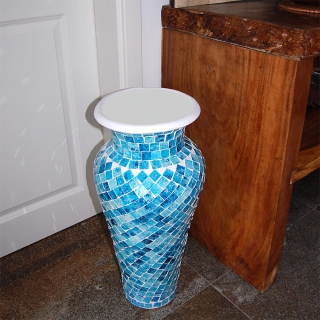 SEESTERN Mosaik Boden Vase Tonvase mit Glas Mosaik verziert 60cm hoch /1625