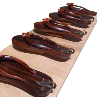 Seestern Teak Holz Wand Garderobe Paneel Flip Flops/ Seesterne Motiv 100 x 35cm /1619